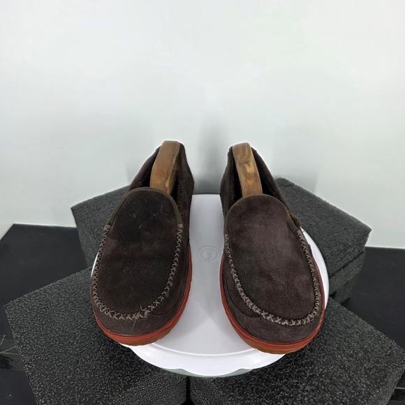 L.L.Bean Men\'s 11 Wicked Good Moccasins Brown Suede Shearling Slippers Shoes main image 8